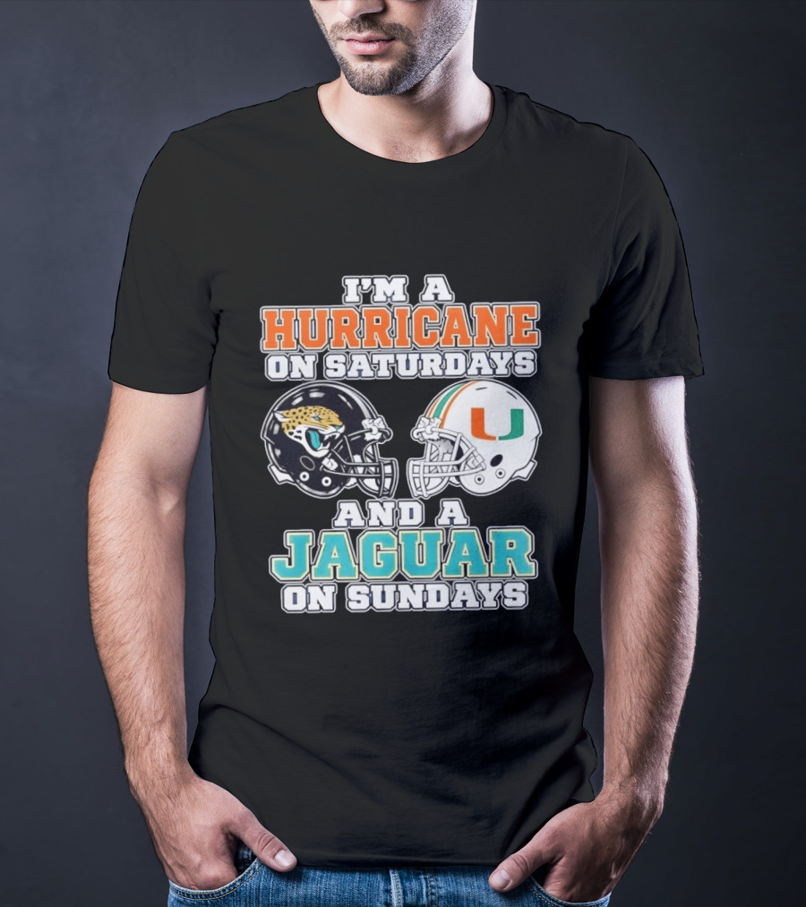Hurricane Saturdays Jaguar Sundays Football Helmets T-Shirt