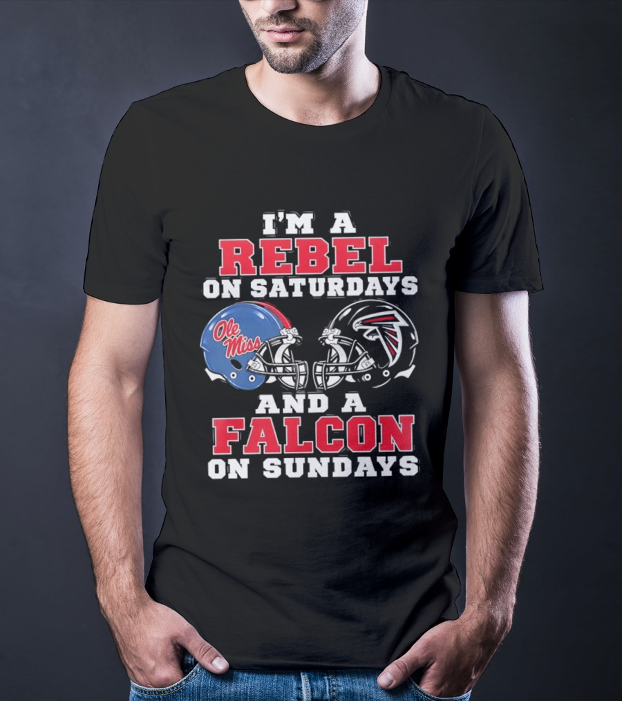 Ole Miss Rebels Saturdays Atlanta Falcons Sundays Football Helmets T-Shirt