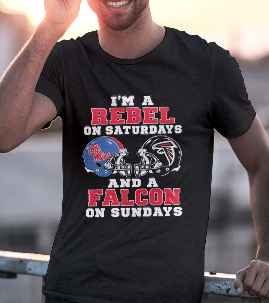 Ole Miss Rebels Saturdays Atlanta Falcons Sundays Football Helmets T-Shirt