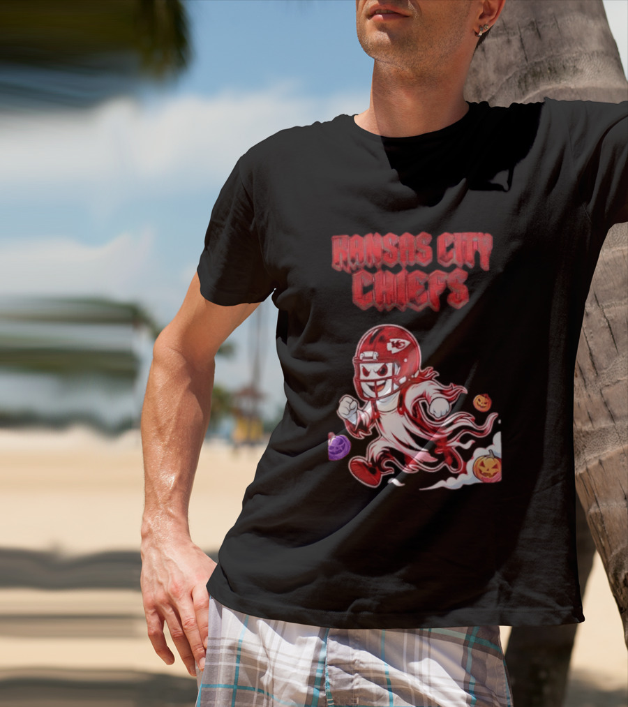 Kansas City Chiefs Halloween Ghost Football 2026 Spooky Pumpkins T-Shirt