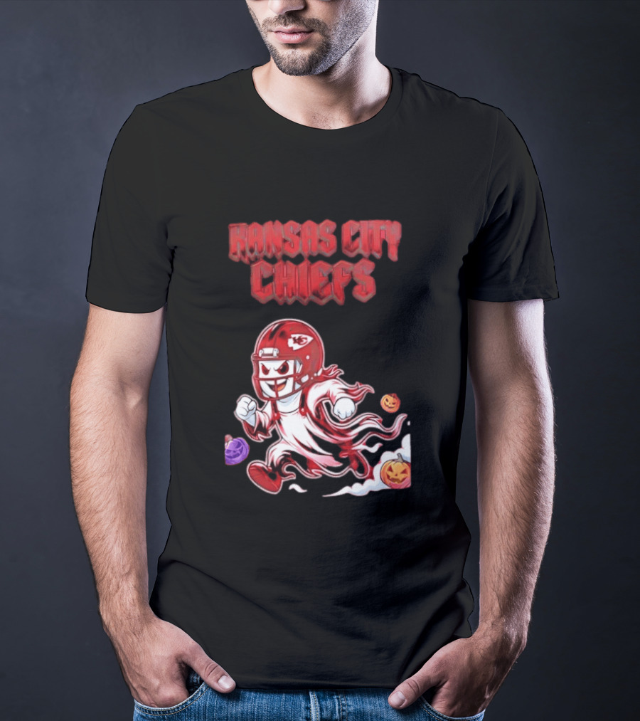 Kansas City Chiefs Halloween Ghost Football 2026 Spooky Pumpkins T-Shirt