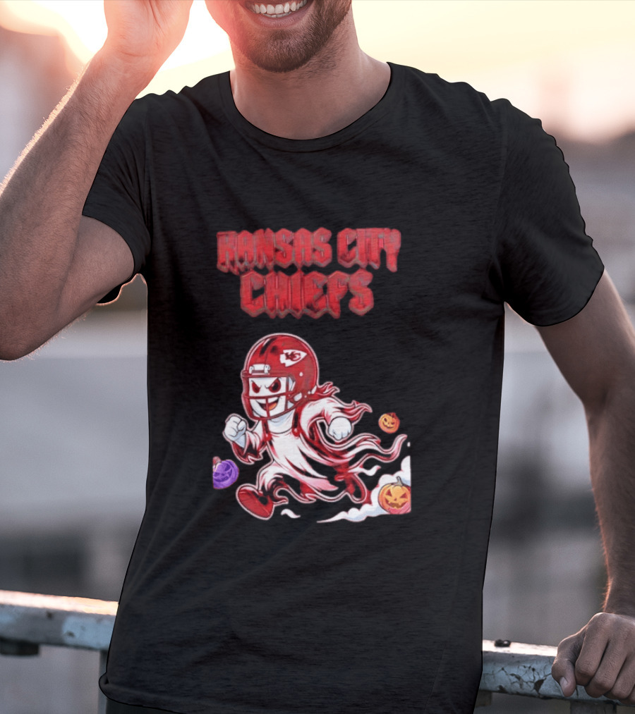 Kansas City Chiefs Halloween Ghost Football 2026 Spooky Pumpkins T-Shirt