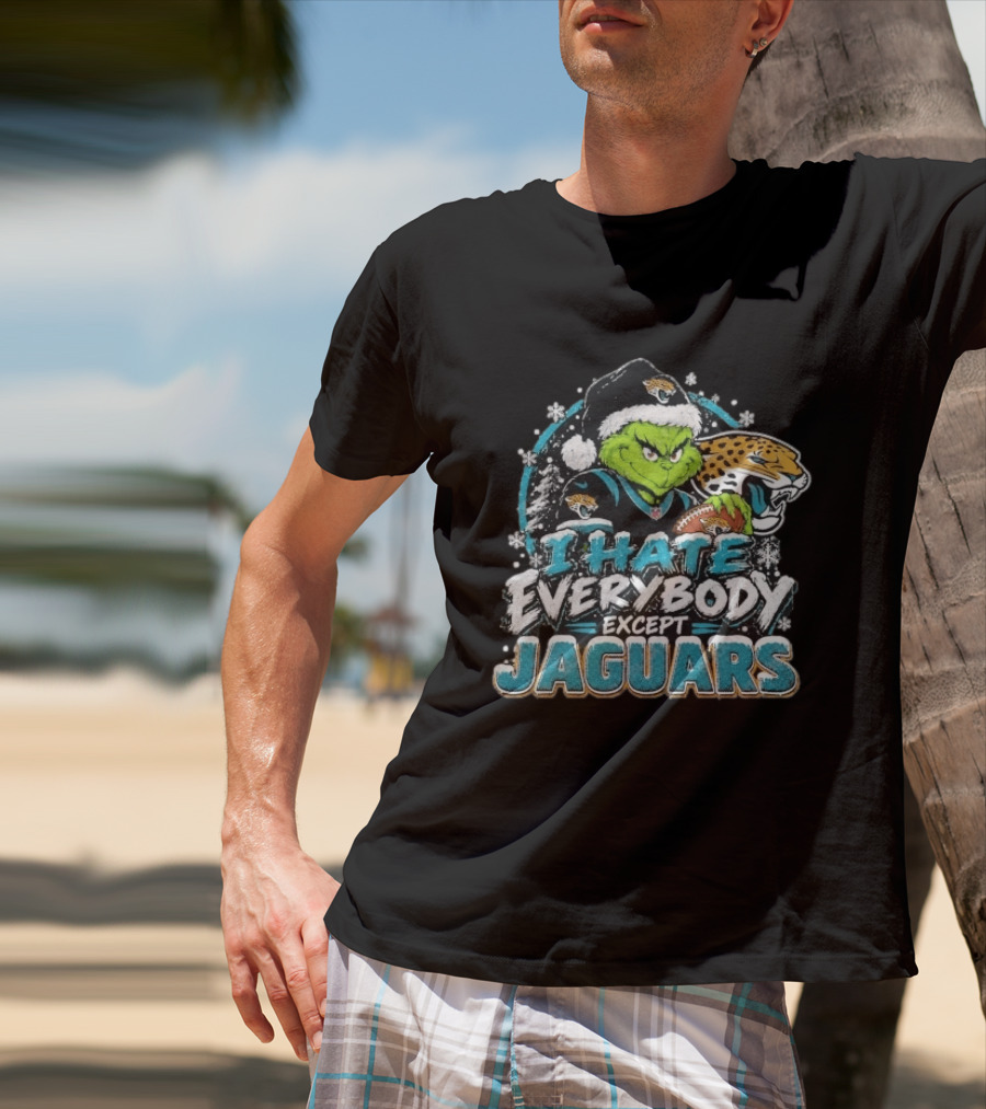 Original Jacksonville Jaguars Grinch I Hate Everybody Except Jaguars Fans Christmas Holiday T-Shirt