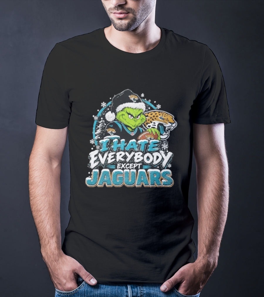 Original Jacksonville Jaguars Grinch I Hate Everybody Except Jaguars Fans Christmas Holiday T-Shirt