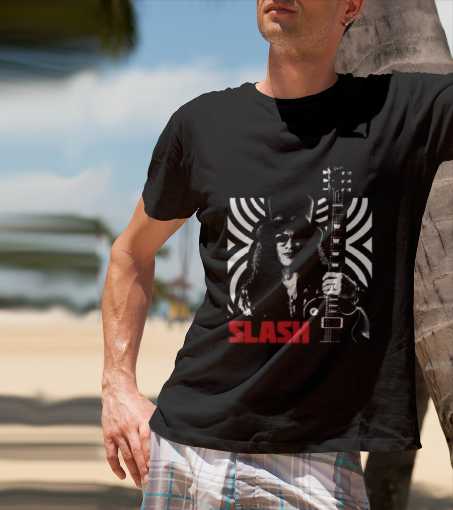 SLASH Iconic Guitarist And Guitar Bold Classic Rock T-Shirt