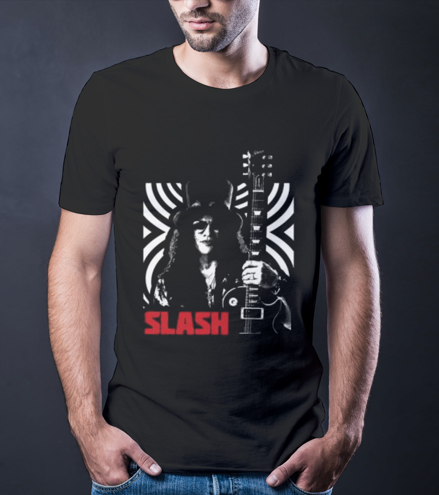 SLASH Iconic Guitarist And Guitar Bold Classic Rock T-Shirt
