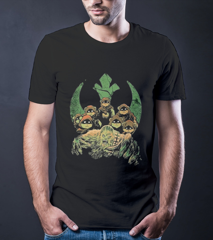 Star Wars Chewbacca And Ewoks Resistance Rebellion T-Shirt