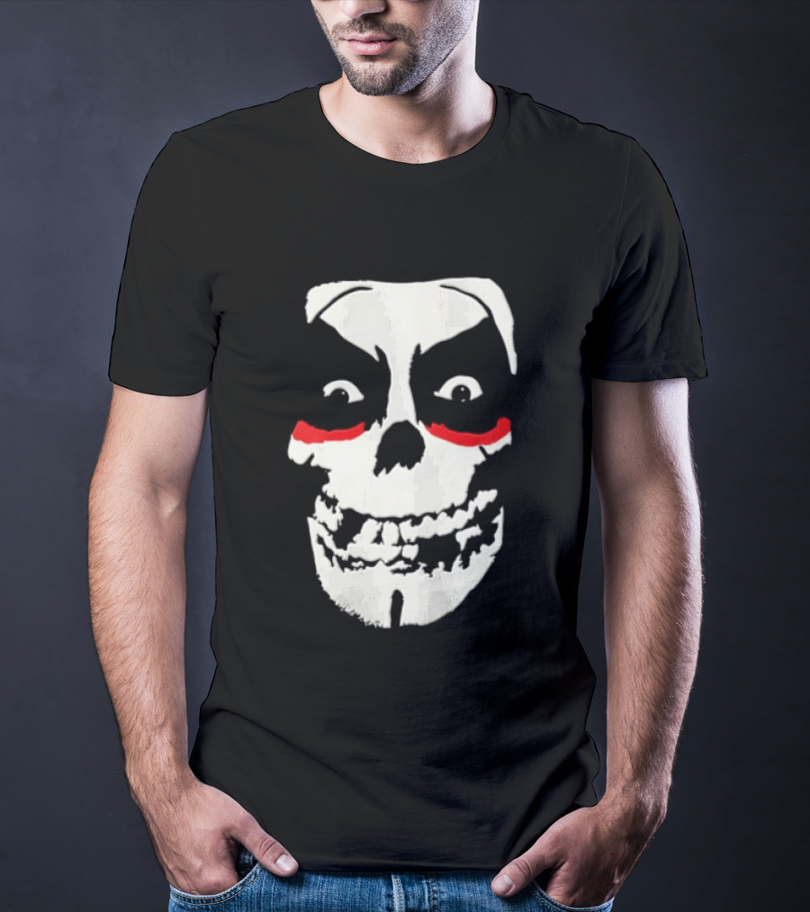 Misfits Danhausen Skull Face Design With Red Accents T-Shirt