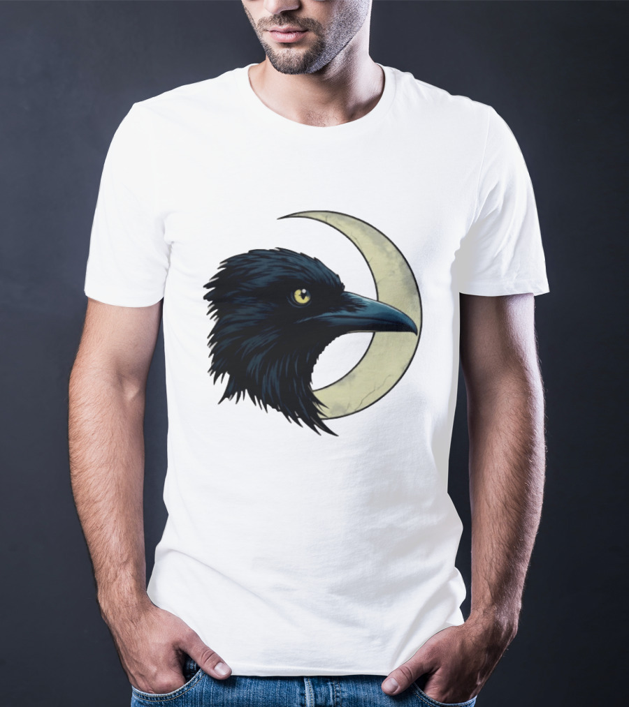 Raven Crescent Moon Guardian Of The Glimmer T-Shirt