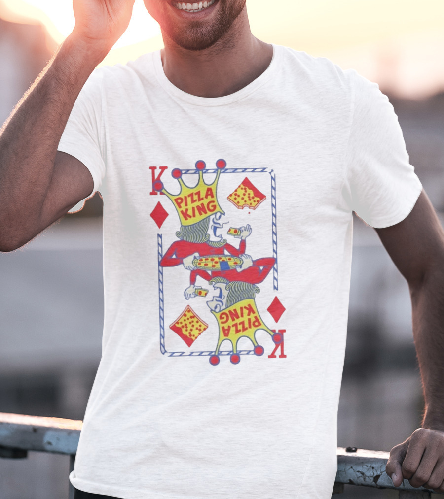Pizza King Eating Pizza Playing Card K Diamonds T-Shirt