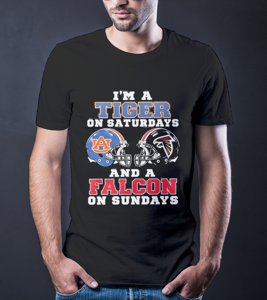 Auburn Tigers Saturdays Atlanta Falcons Sundays Helmet Fans T-Shirt