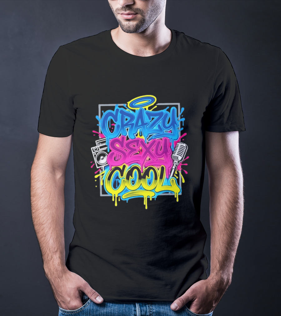 Crazy Sexy Cool Graffiti Boombox Microphone 90s R&B T-Shirt