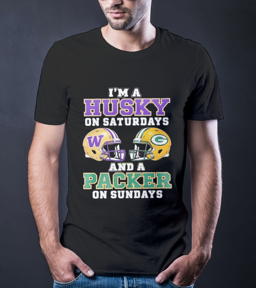 I'm A Husky On Saturdays And A Packer On Sundays W Logo G T-Shirt