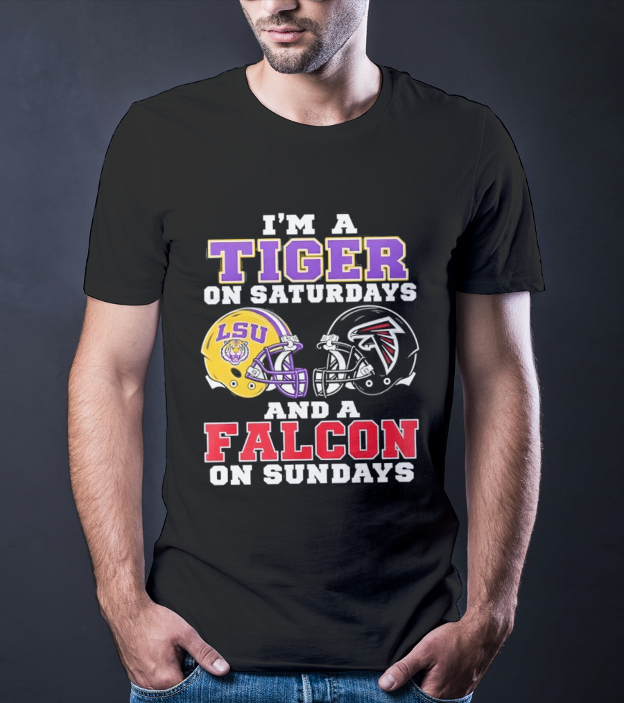 I'm A Tiger On Saturdays LSU Tigers And A Falcon On Sundays Atlanta Falcons T-Shirt