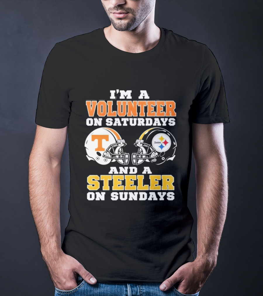 I'm A Volunteer On Saturdays Steeler On Sundays Football Helmets T-Shirt