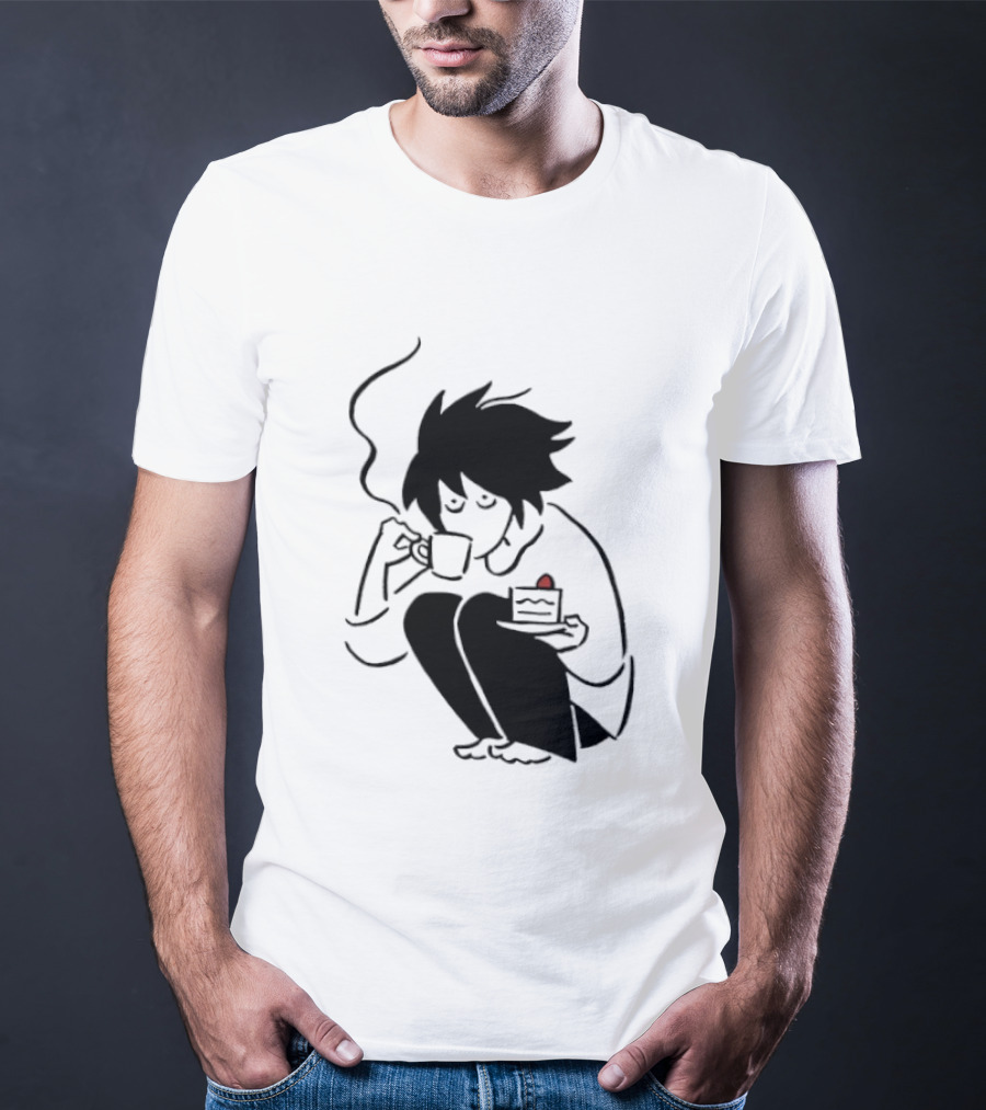 Death Note L Coffee And Strawberry Cake Scene T-Shirt