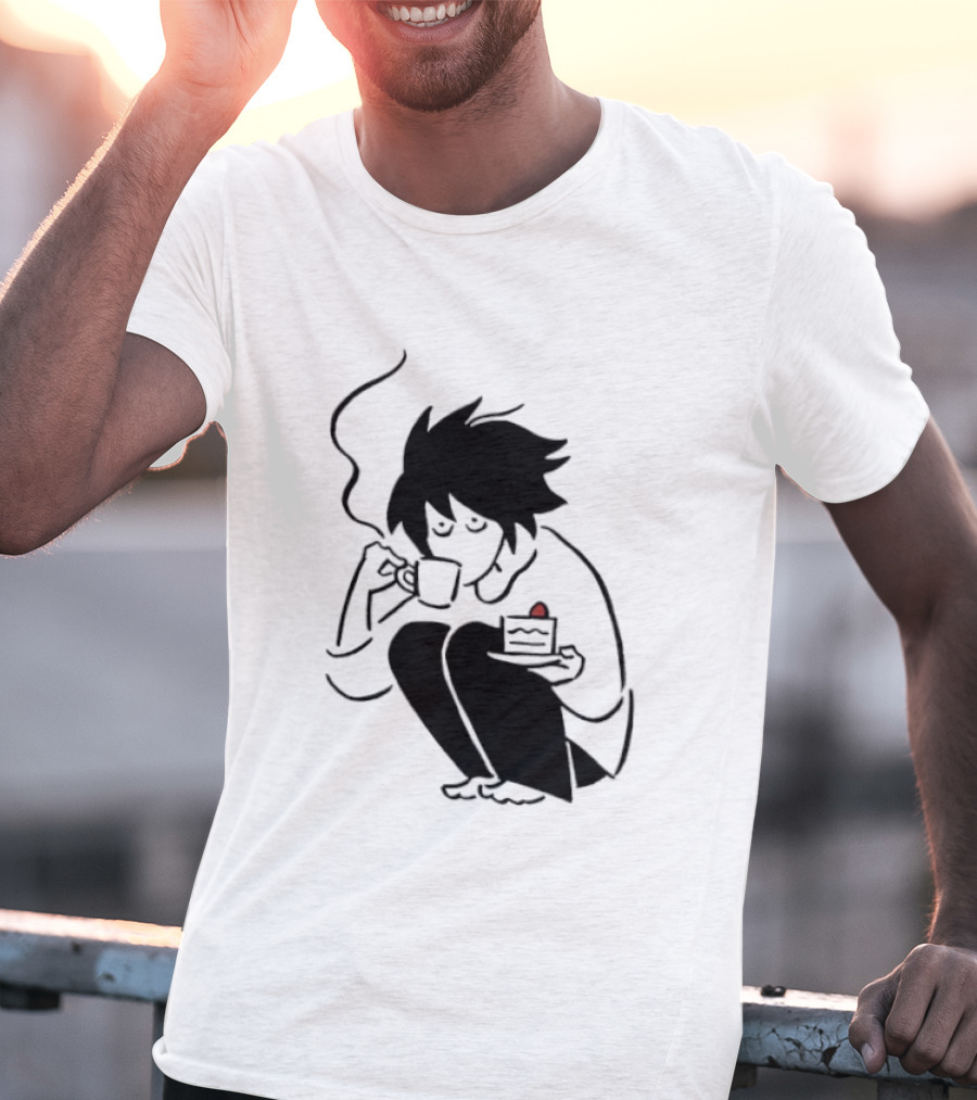 Death Note L Coffee And Strawberry Cake Scene T-Shirt