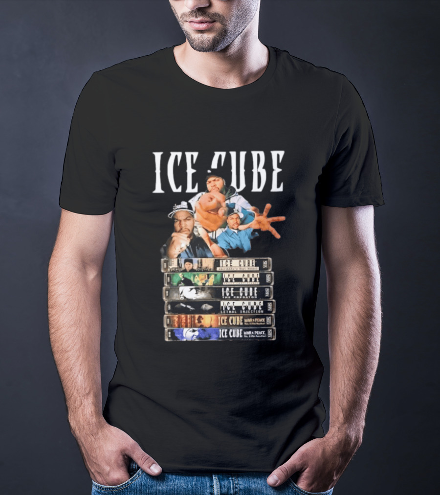 Ice Cube Albums Stack Hip Hop 90s Iconic Collection T-Shirt