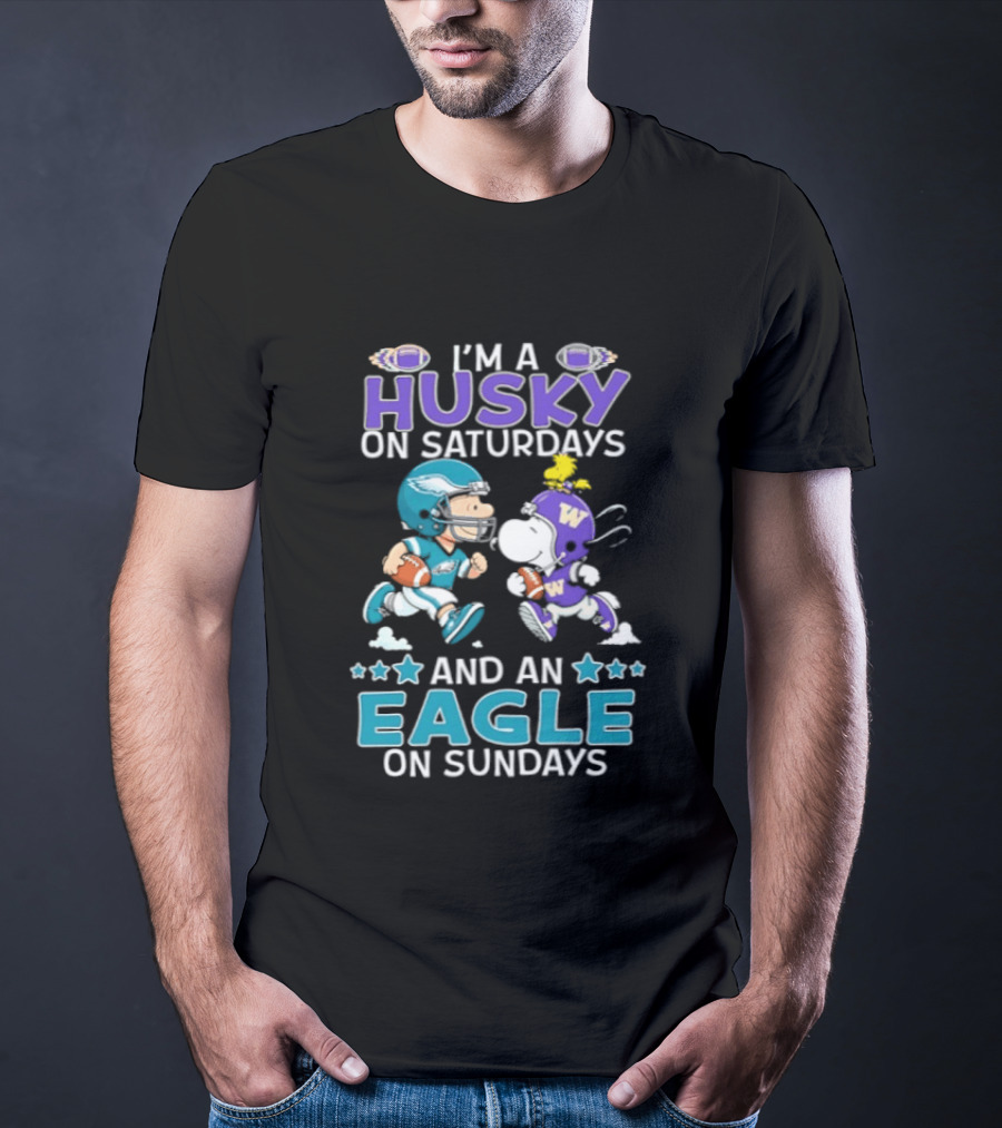 Snoopy And Charlie Brown Husky Saturdays Eagle Sundays T-Shirt