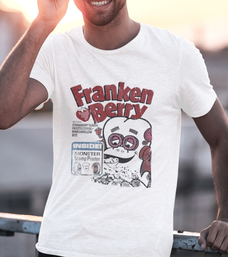 Franken Berry Monster Stamp Printer Inside T-Shirt
