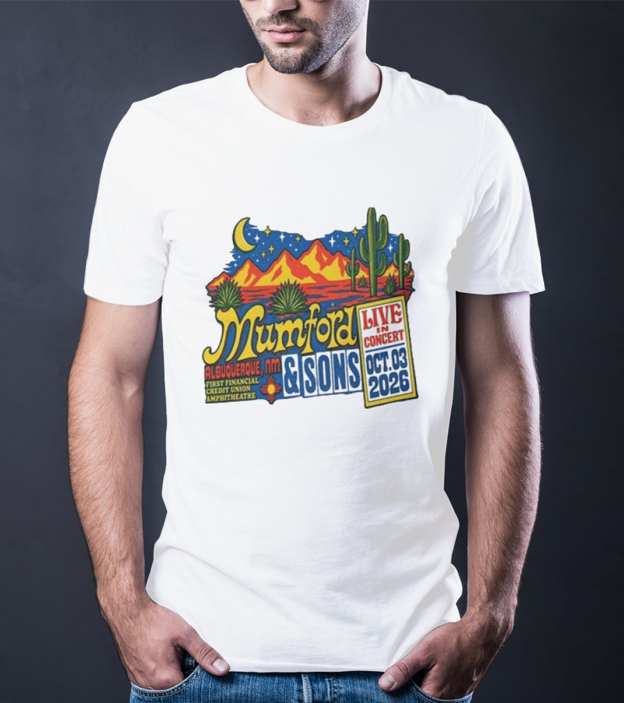 Mumford & Sons Albuquerque NM Live In Concert Oct 03 2026 First Financial Credit Union Amphitheatre T-Shirt