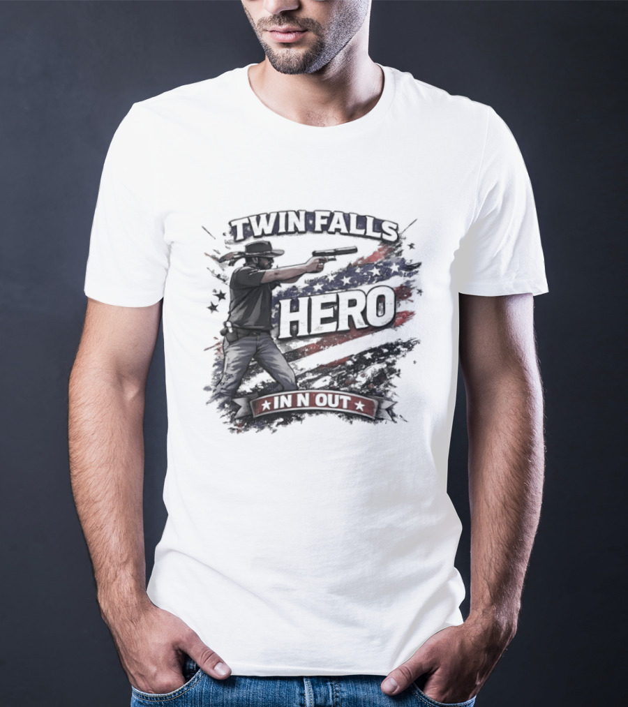 Twin Falls Hero In N Out American Flag Gunman T-Shirt