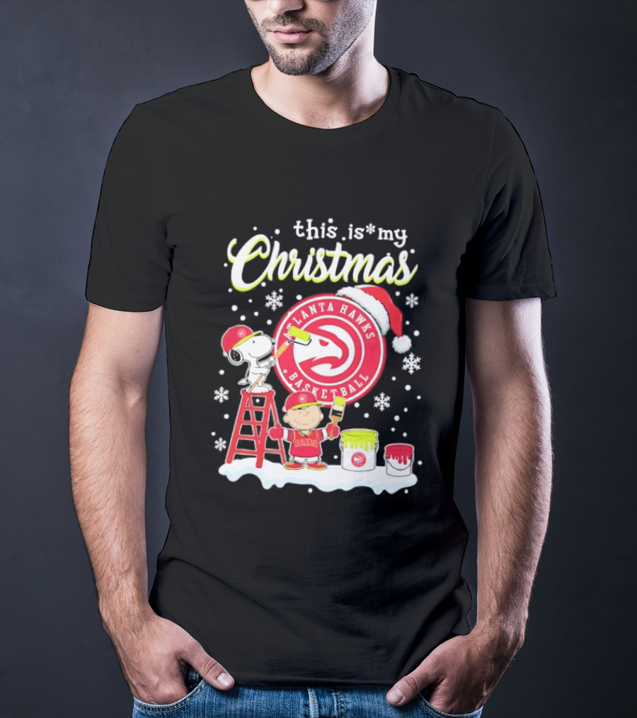 Atlanta Hawks Snoopy Woodstock Charlie Brown Christmas 2026 Basketball T-Shirt
