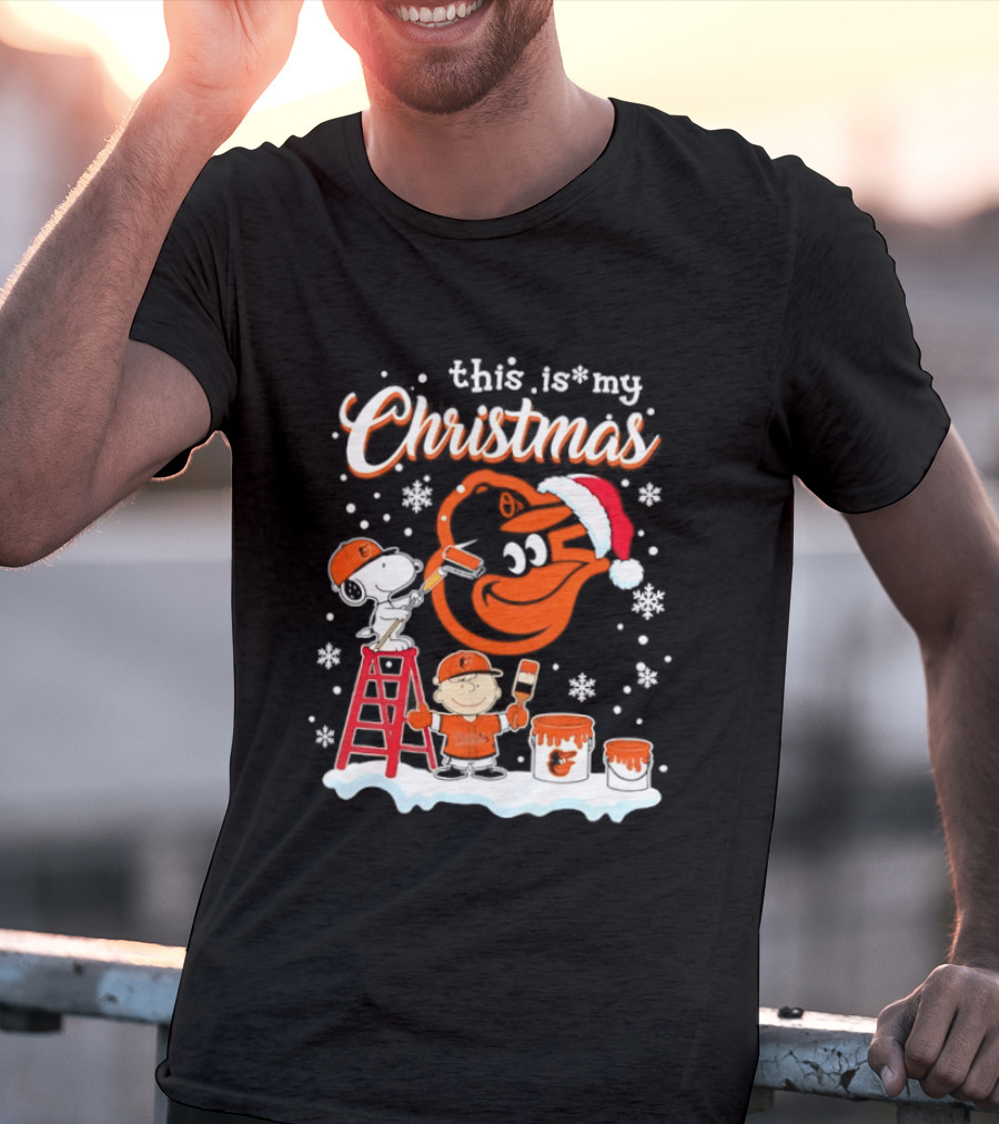 Baltimore Orioles Snoopy Woodstock Charlie Brown This Is My Christmas 2026 T-Shirt