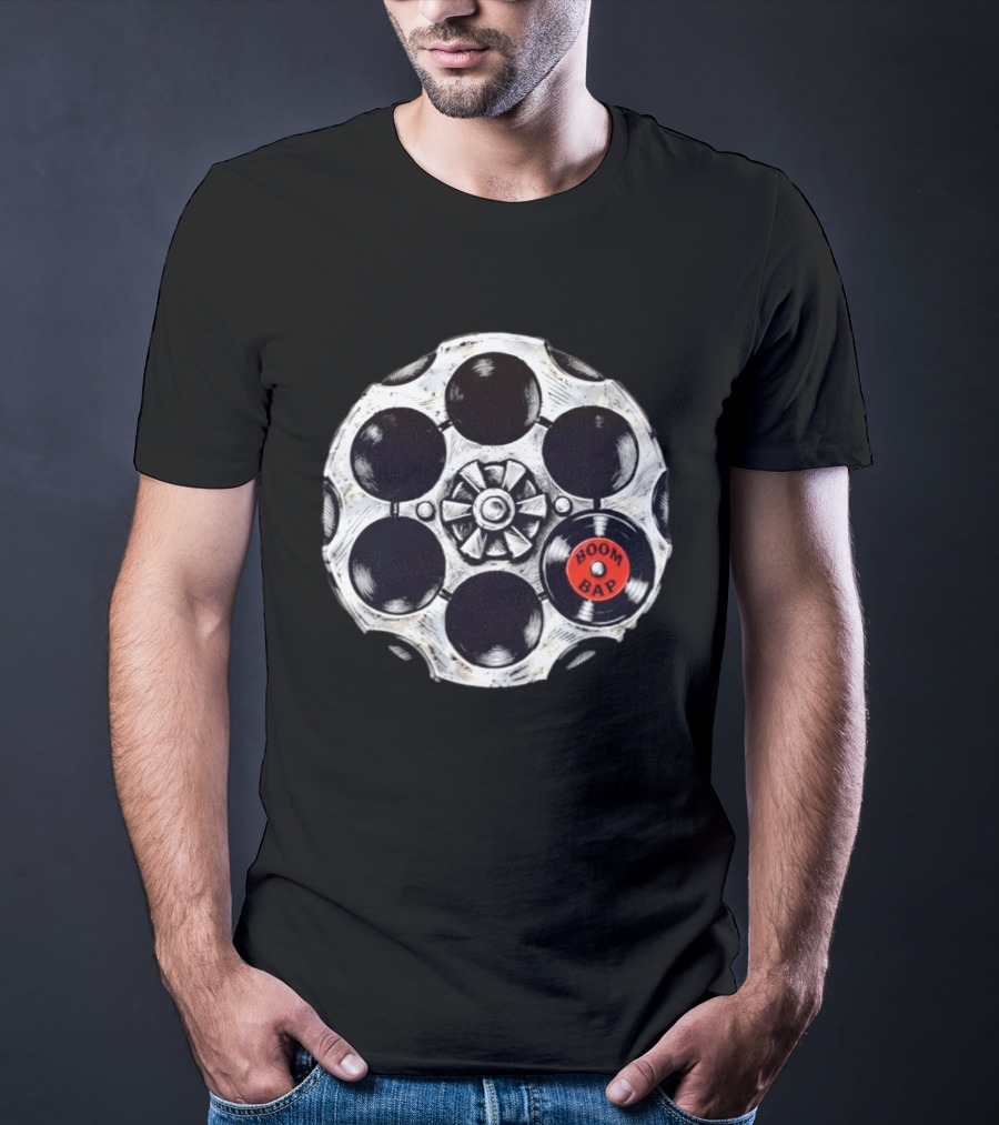 Boom Bap Vinyl Record Revolver Cylinder T-Shirt