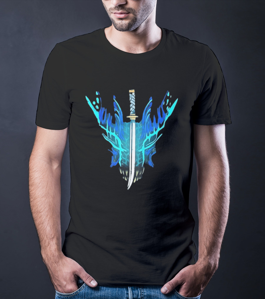 Devil May Cry 5 Vergil Yamato Sword Blue Flames T-Shirt