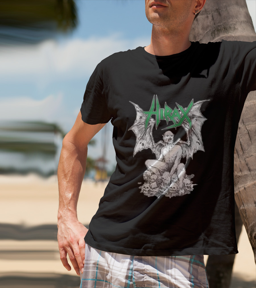 Nightshift Store Hirax 13Th Son Winged Skeleton On Skulls T-Shirt