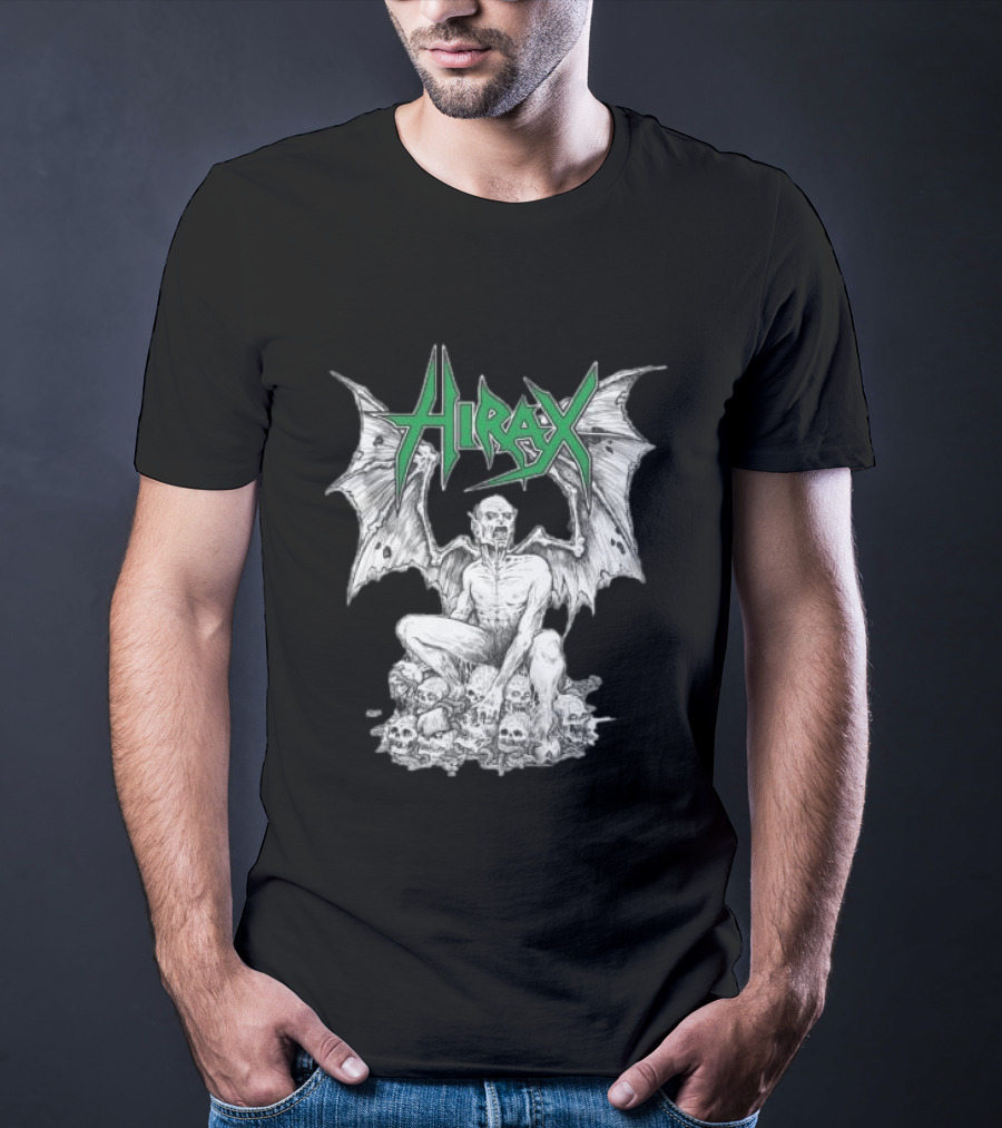 Nightshift Store Hirax 13Th Son Winged Skeleton On Skulls T-Shirt