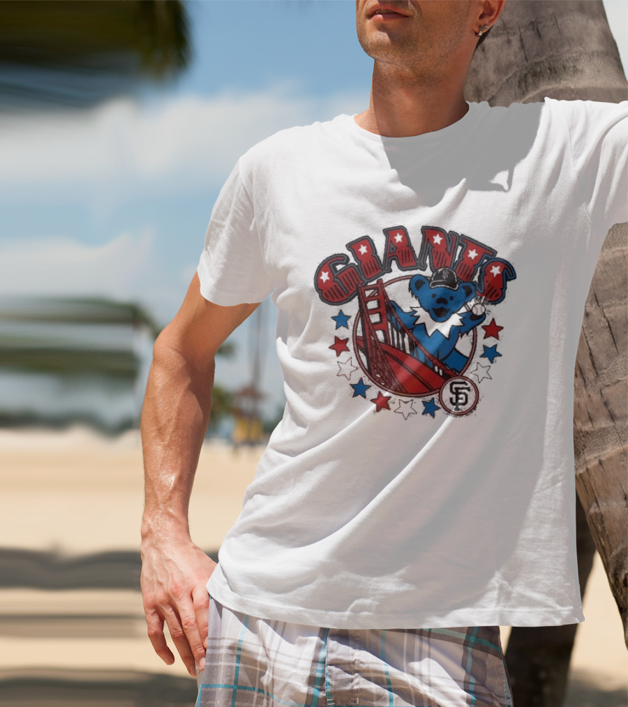 Grateful Dead Giants Bear San Francisco Bridge Retro Stars T-Shirt