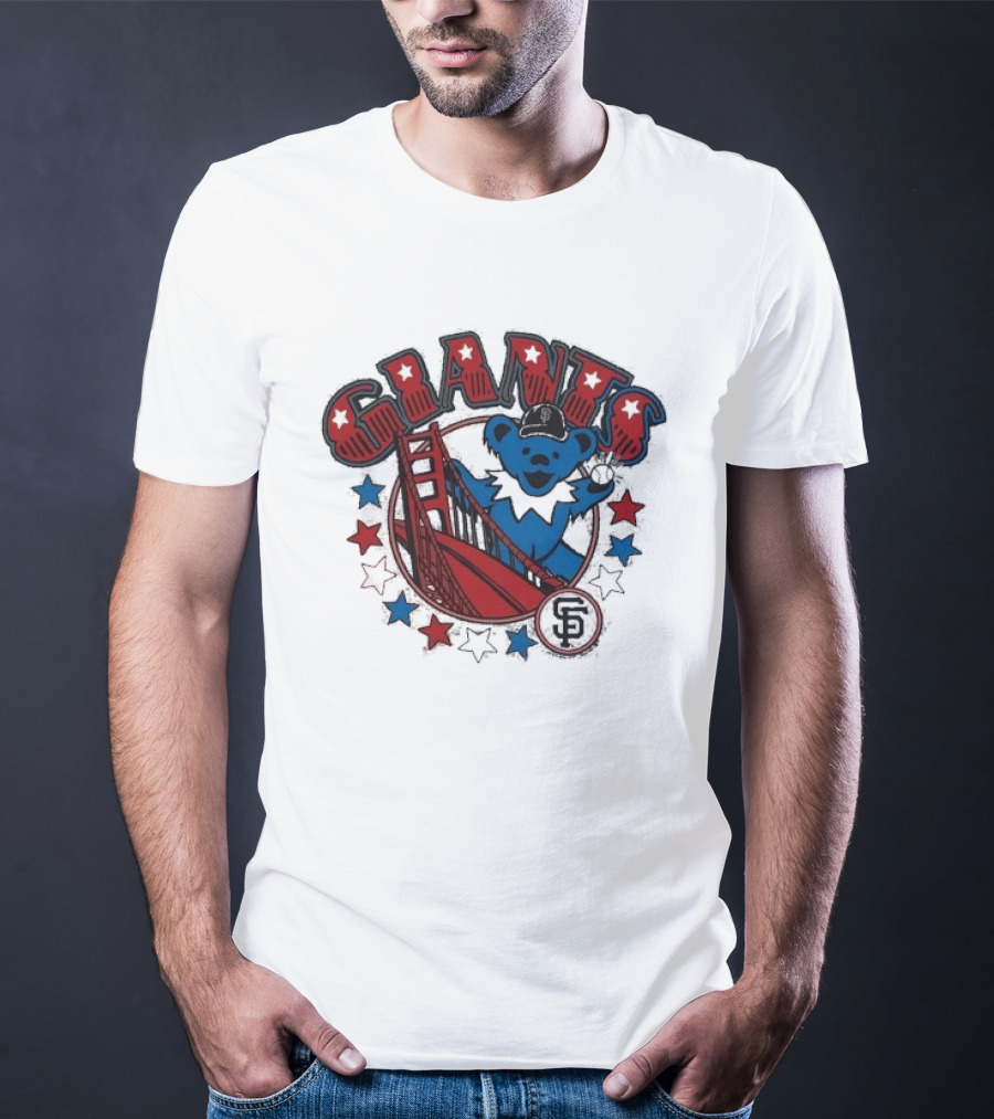 Grateful Dead Giants Bear San Francisco Bridge Retro Stars T-Shirt