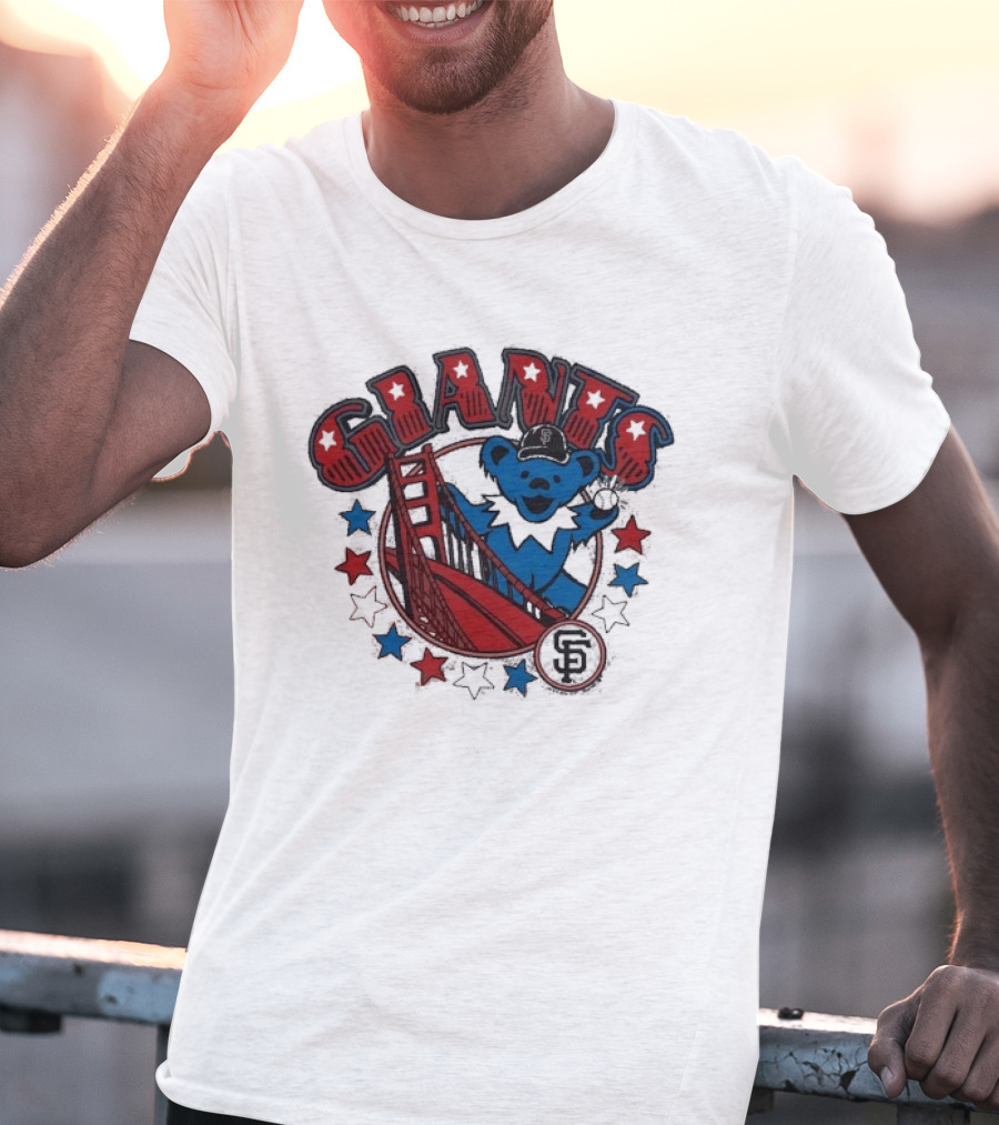 Grateful Dead Giants Bear San Francisco Bridge Retro Stars T-Shirt