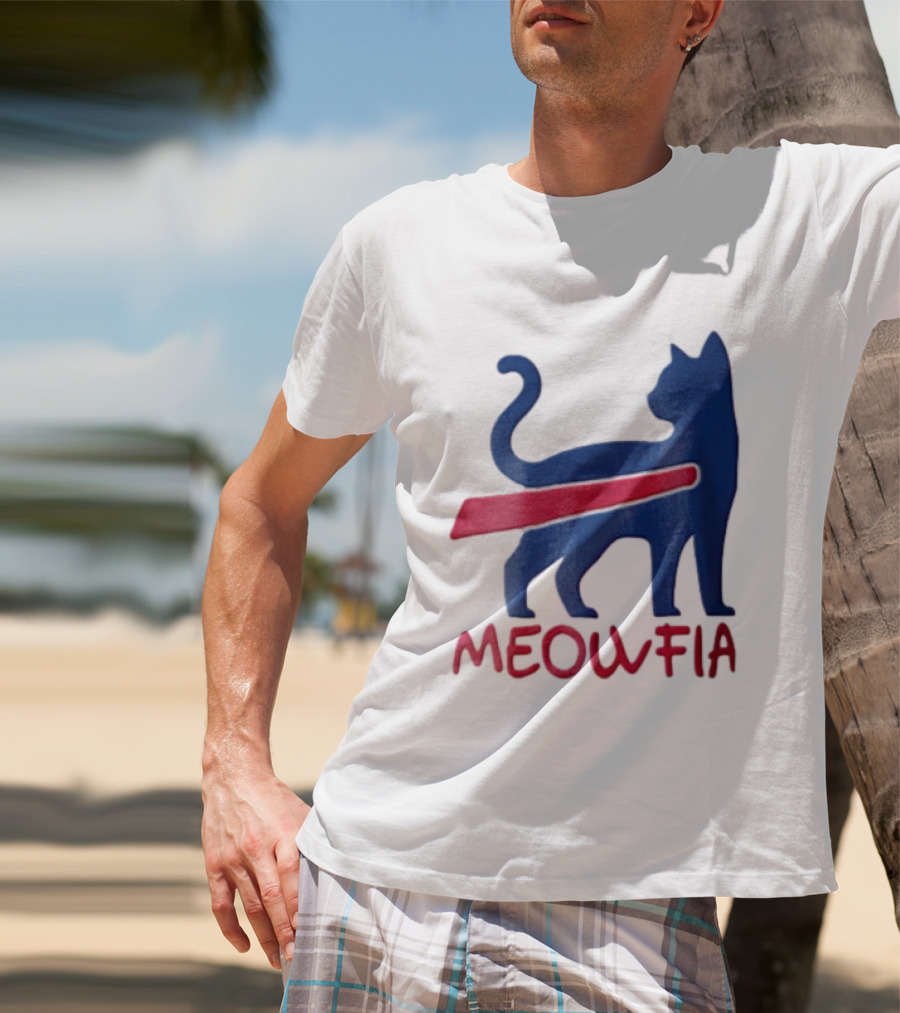 Meowfia Blue Cat Red T-Shirt