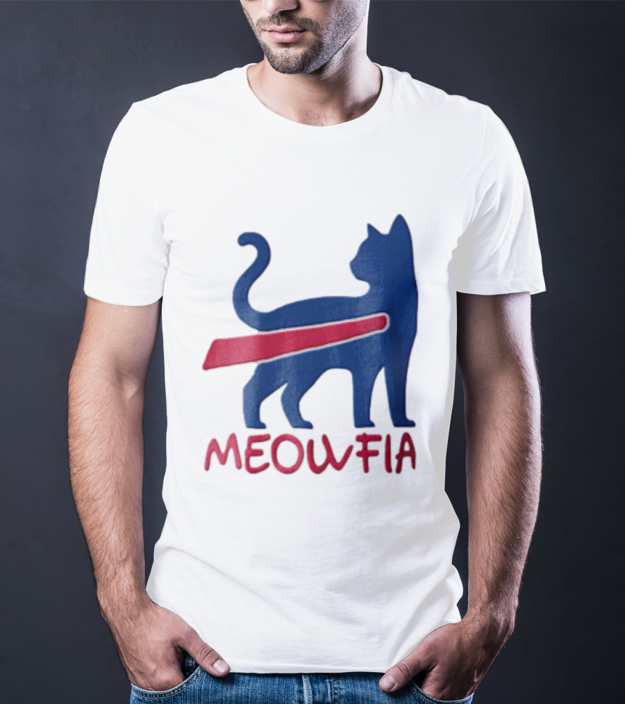 Meowfia Blue Cat Red T-Shirt