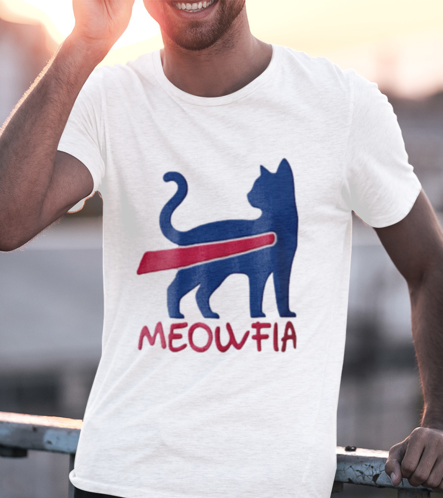 Meowfia Blue Cat Red T-Shirt