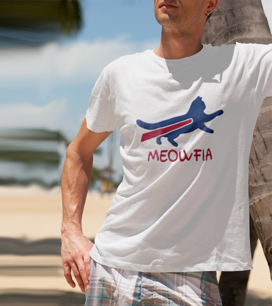 Meowfia Blue Cat Red T-Shirt