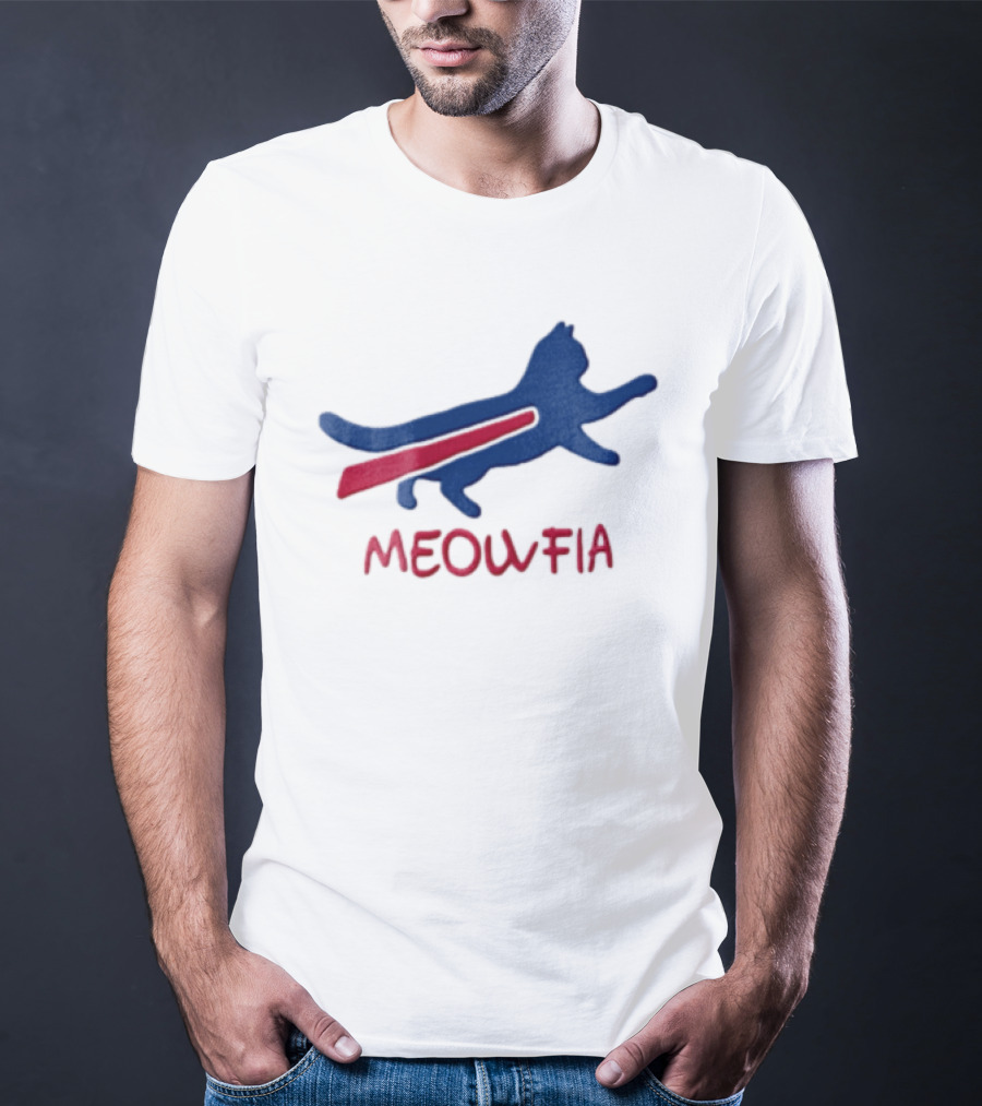 Meowfia Blue Cat Red T-Shirt