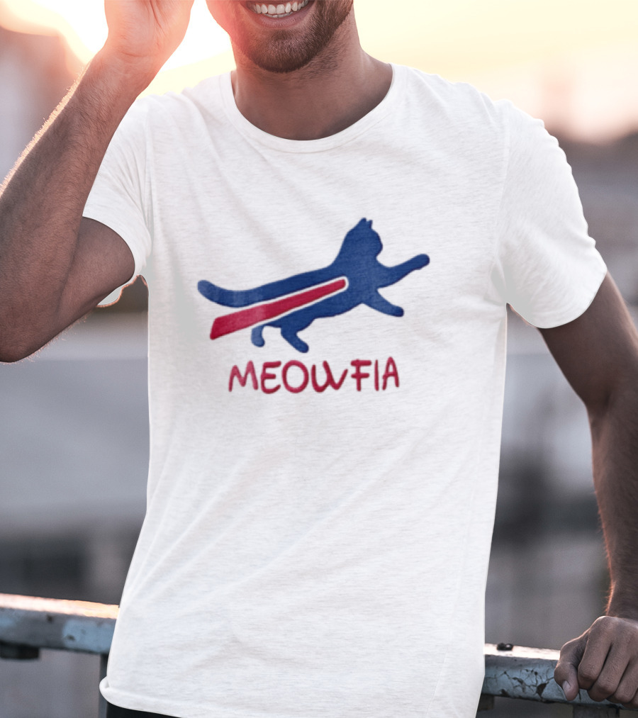 Meowfia Blue Cat Red T-Shirt