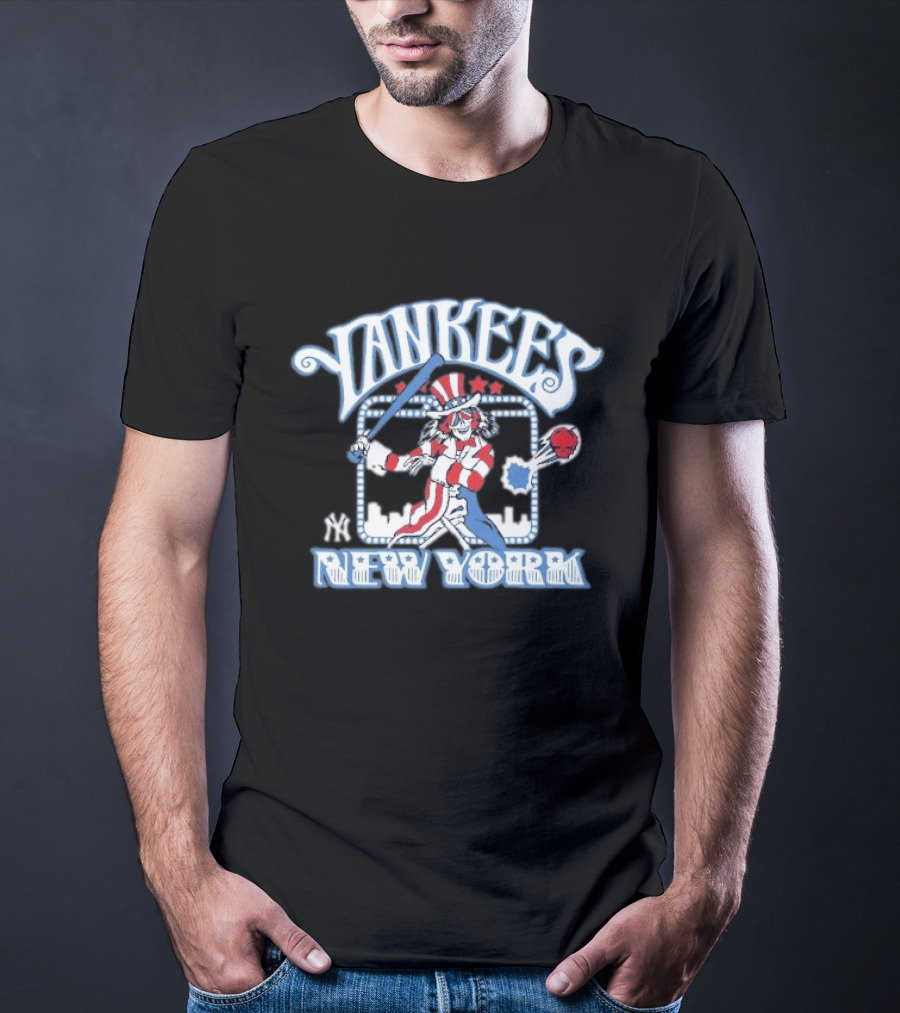 Yankees New York Grateful Dead Skeleton Patriotic Baseball T-Shirt