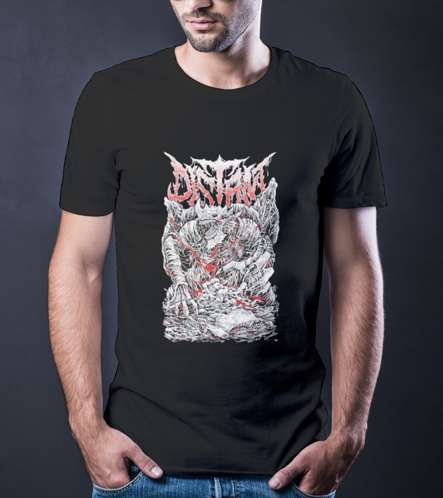 Distant Dragonkin Horror Fantasy Detailed Monster T-Shirt