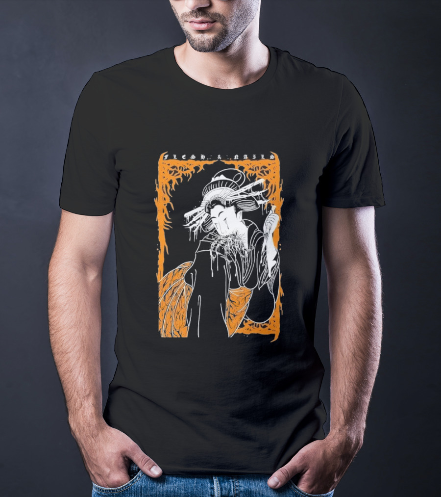 Distant Flesh And Falls Geisha Vintage Oriental Motif T-Shirt