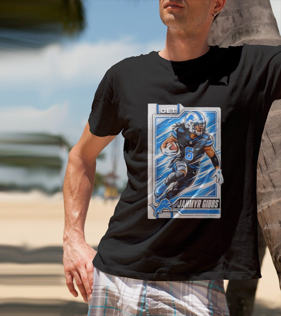 Jahmyr Gibbs DET 6 Football Card Detroit Lions T-Shirt