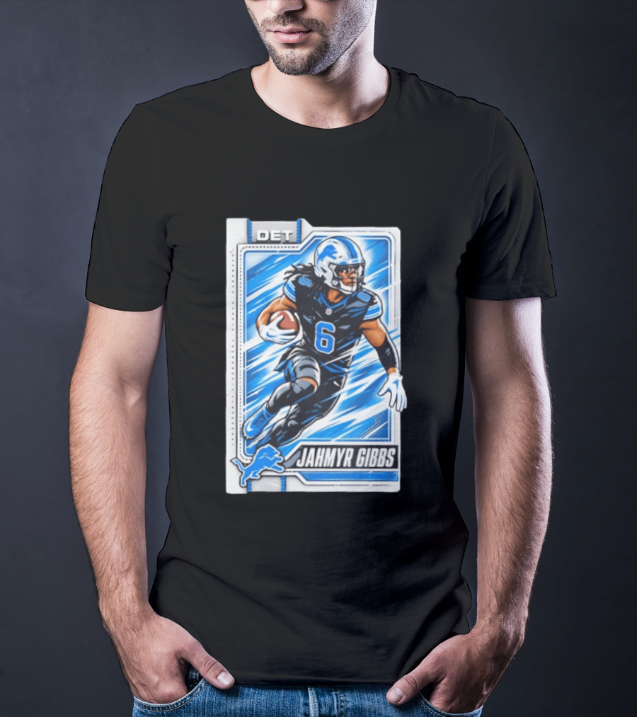 Jahmyr Gibbs DET 6 Football Card Detroit Lions T-Shirt