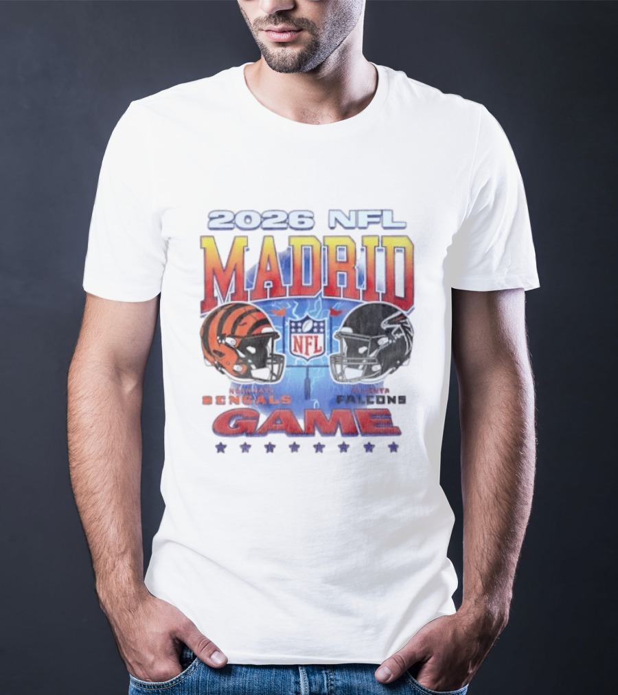 2026 NFL Madrid Game Cincinnati Bengals Vs Atlanta Falcons Matchup T-Shirt