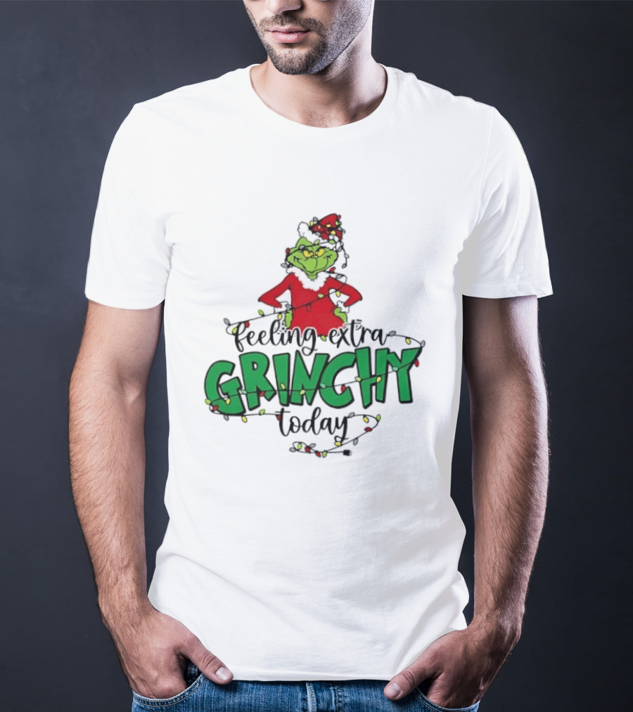 Feeling Extra Grinchy Today Christmas Lights Grinch T-Shirt