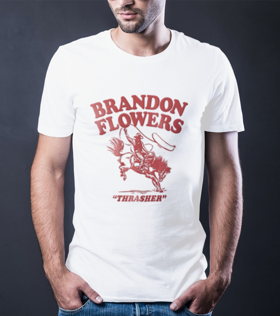 Brandon Flowers Kansas City Chiefs 24 Cowboy Riding Bucking Horse Lasso T-Shirt