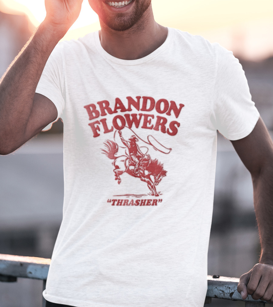 Brandon Flowers Kansas City Chiefs 24 Cowboy Riding Bucking Horse Lasso T-Shirt